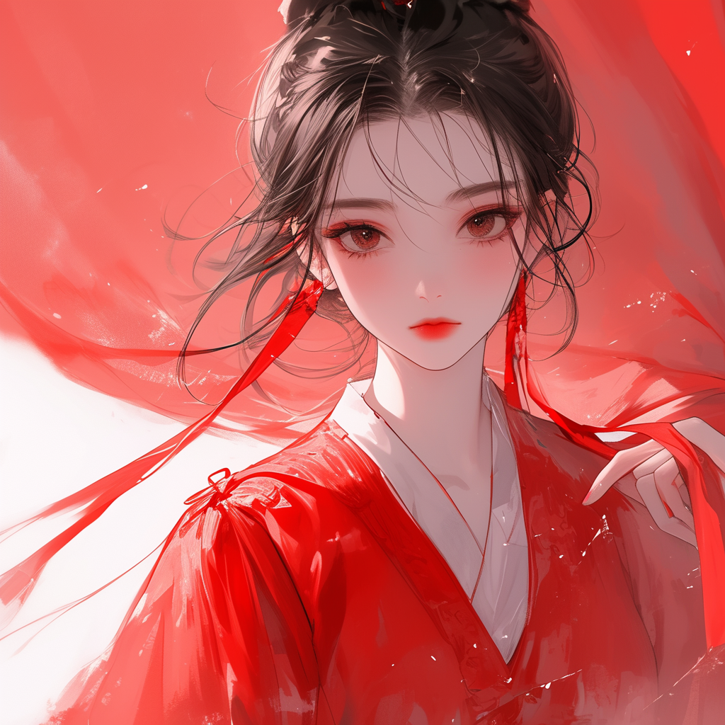 绝美红色系女子头像 - 炫图天下