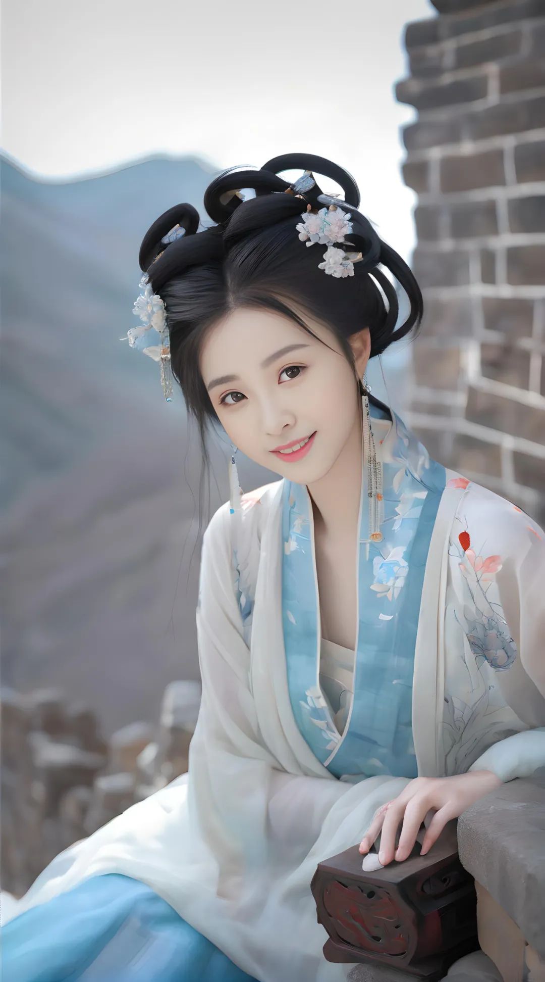 AI美女 | 长城之巅，绝美古装汉服少女演绎东方韵味 - 炫图天下
