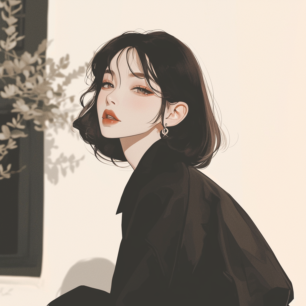 长发衬衣女生头像 - 炫图天下