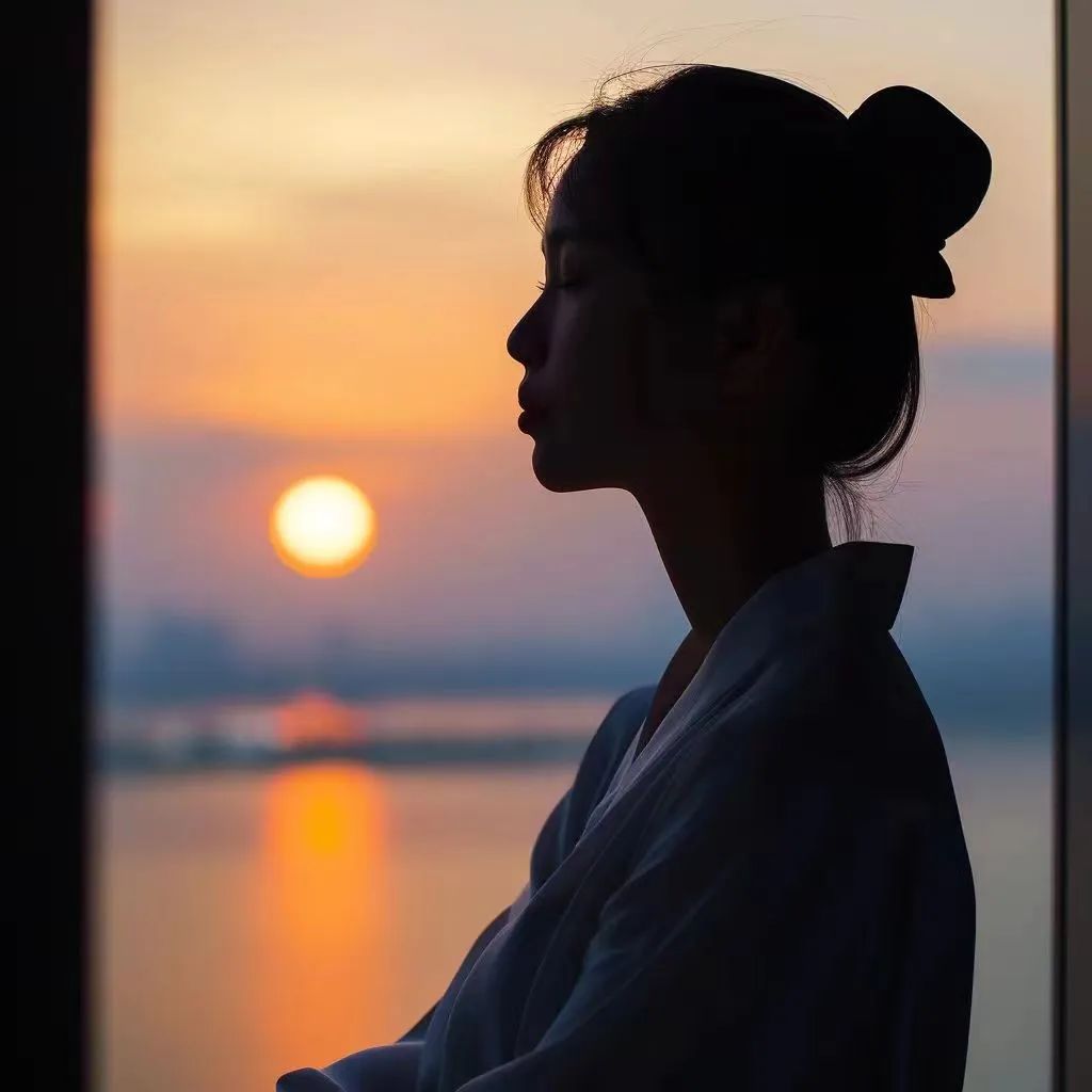 WeChat女生头像/日出下的背影女头 - 炫图天下