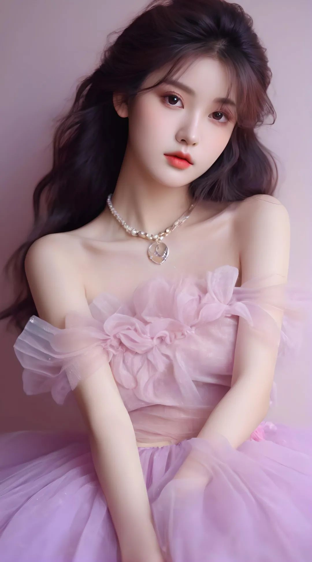 粉紫薄纱裙美女高清壁纸 - 炫图天下
