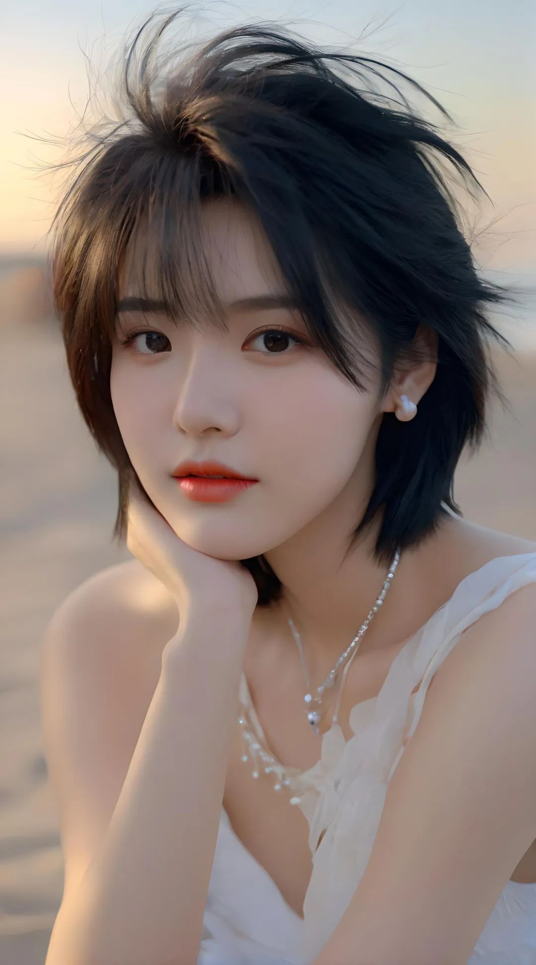 又美又飒短发美女写真高清壁纸 - 炫图天下