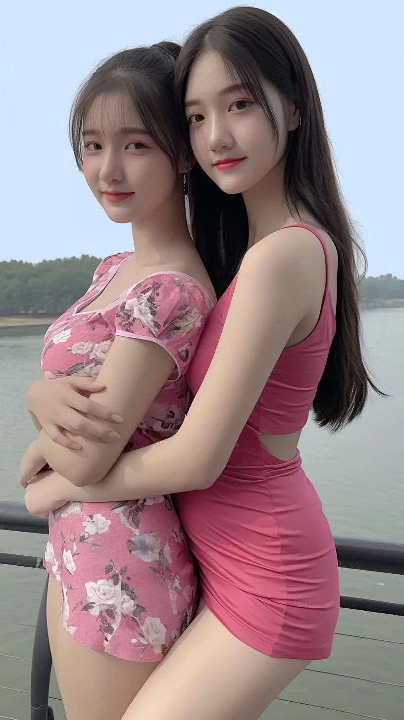 清纯性感姐妹花，海边摄影 - 炫图天下