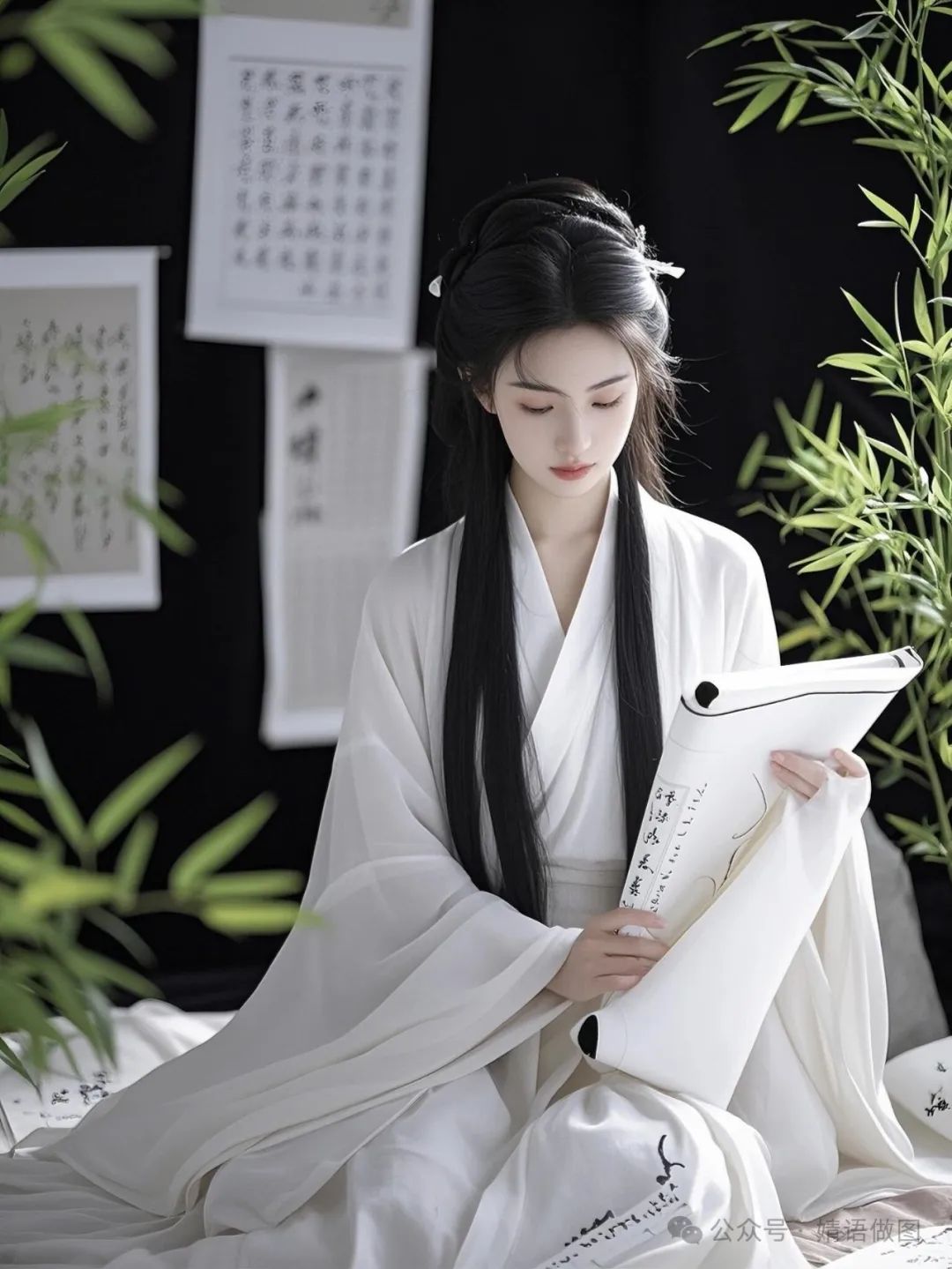 手机高清壁纸：素衣看书，平静优雅 - 炫图天下