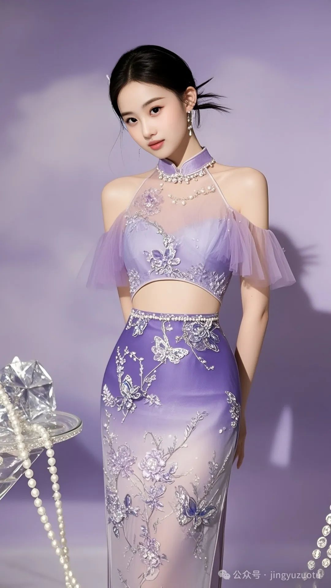 手机高清壁纸丨唯美古风，紫色刺绣合集 - 炫图天下