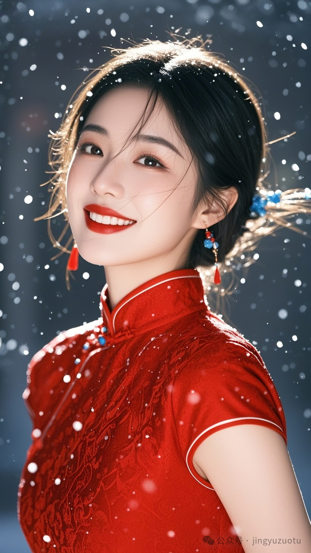 手机高清壁纸丨古风美女，雪中玫瑰，绽放魅力（一） - 炫图天下