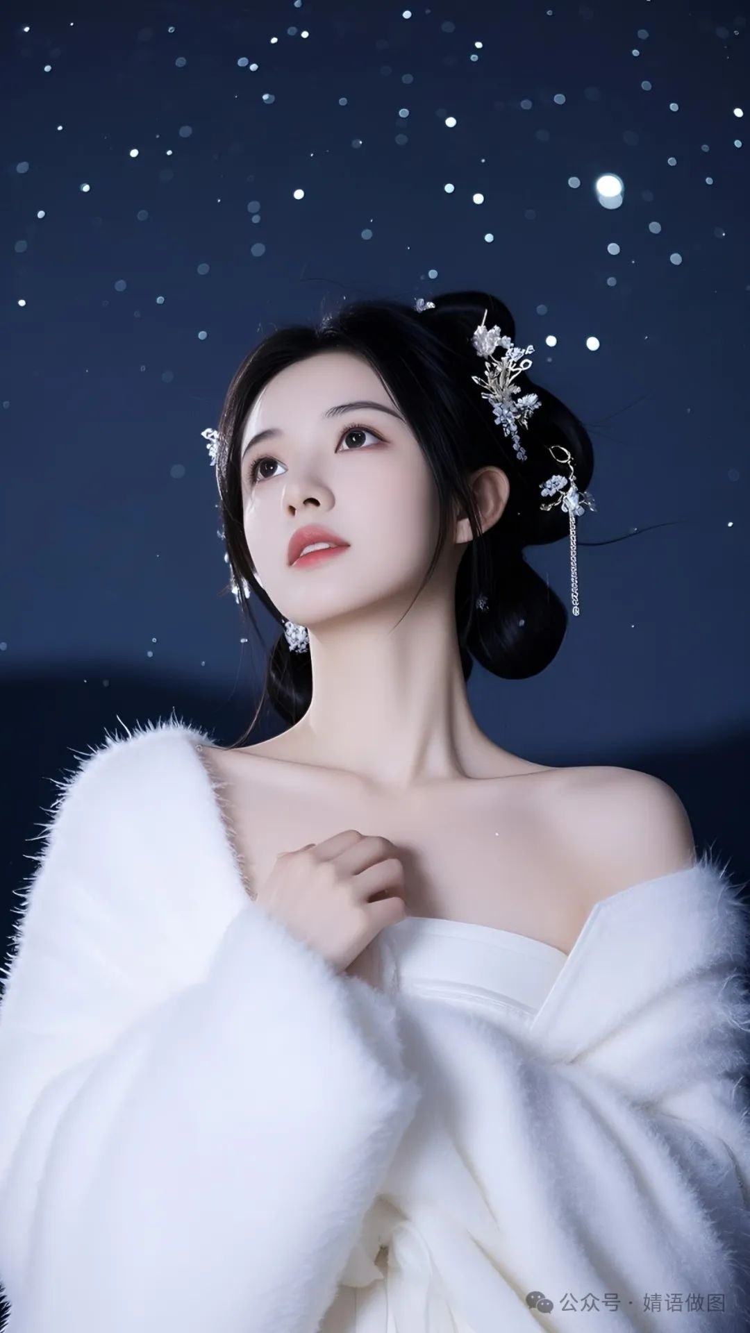 手机高清壁纸丨夜空中最亮的星，是你的倩影 - 炫图天下