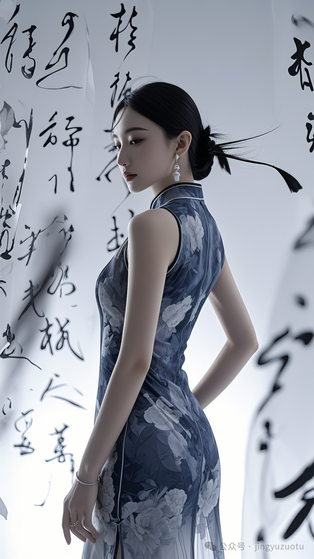 手机高清壁纸丨古风美女，执笔写风流，笔墨人生 - 炫图天下