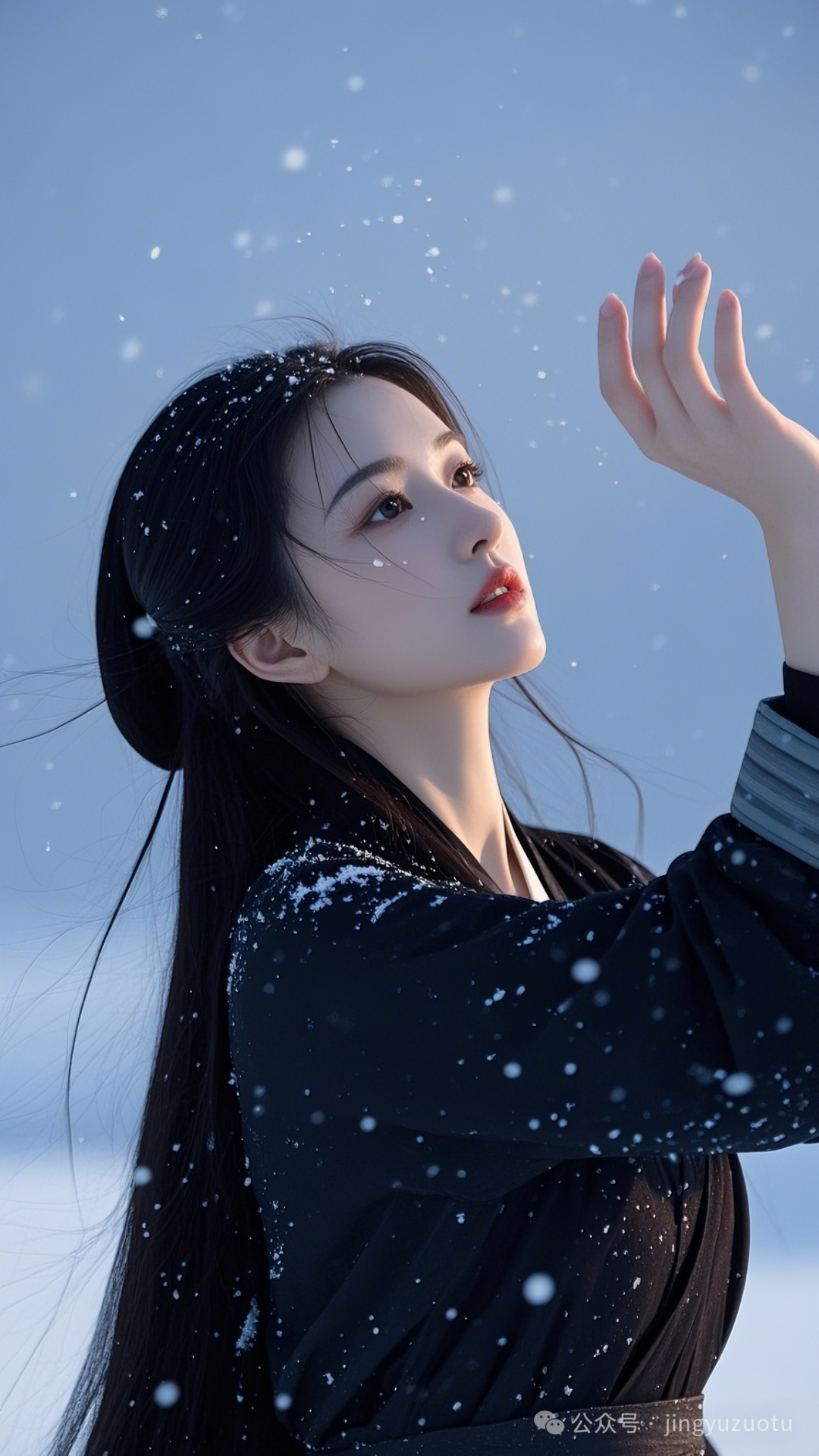 手机高清壁纸丨古典美女，雪地佳人，清影独韵 - 炫图天下