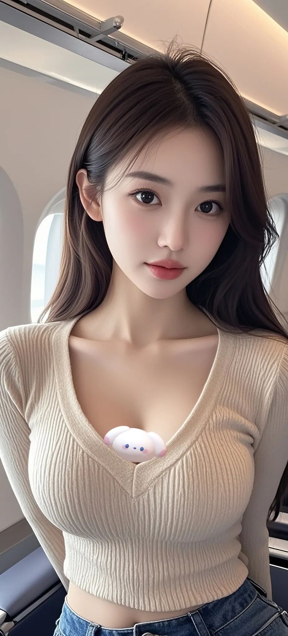 飞机上的美女｜超清手机壁纸 - 炫图天下