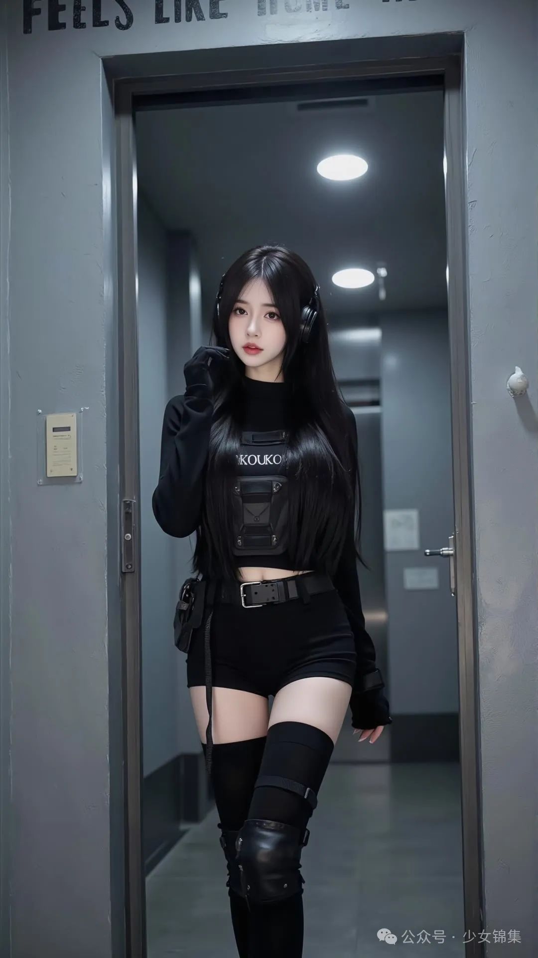 高清美图壁纸，黑色系少女 - 炫图天下