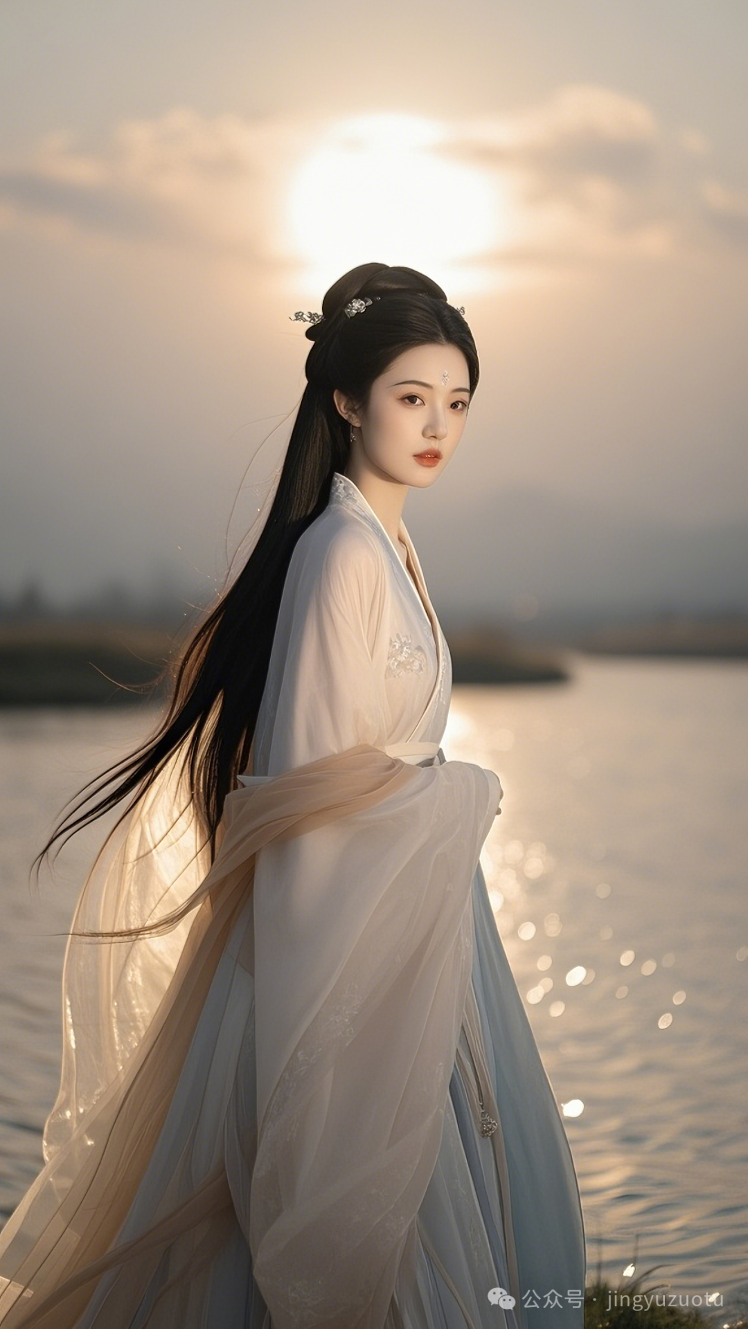 手机高清壁纸丨古风美女,夕阳西下，红颜依旧 - 炫图天下