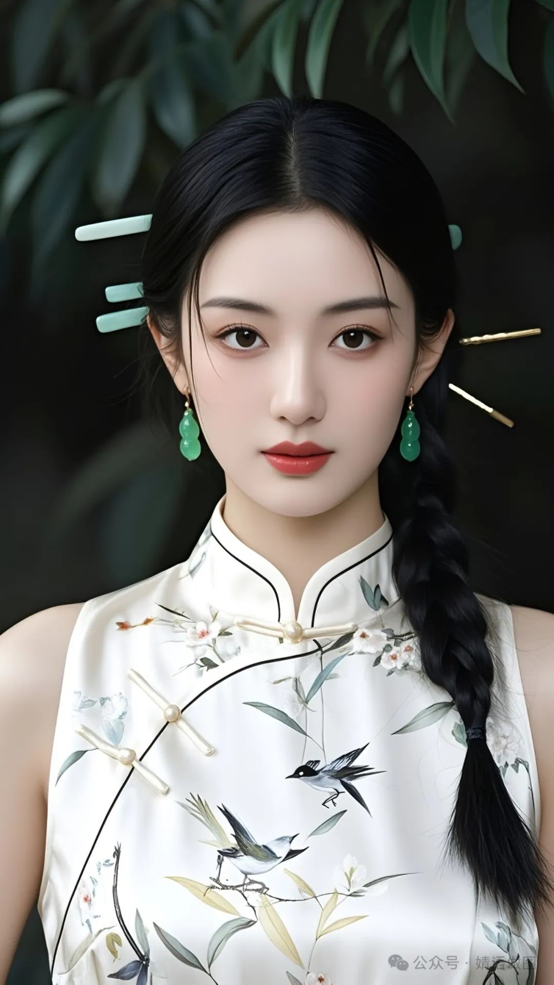 手机高清壁纸丨民国旗袍，精致妆容 - 炫图天下