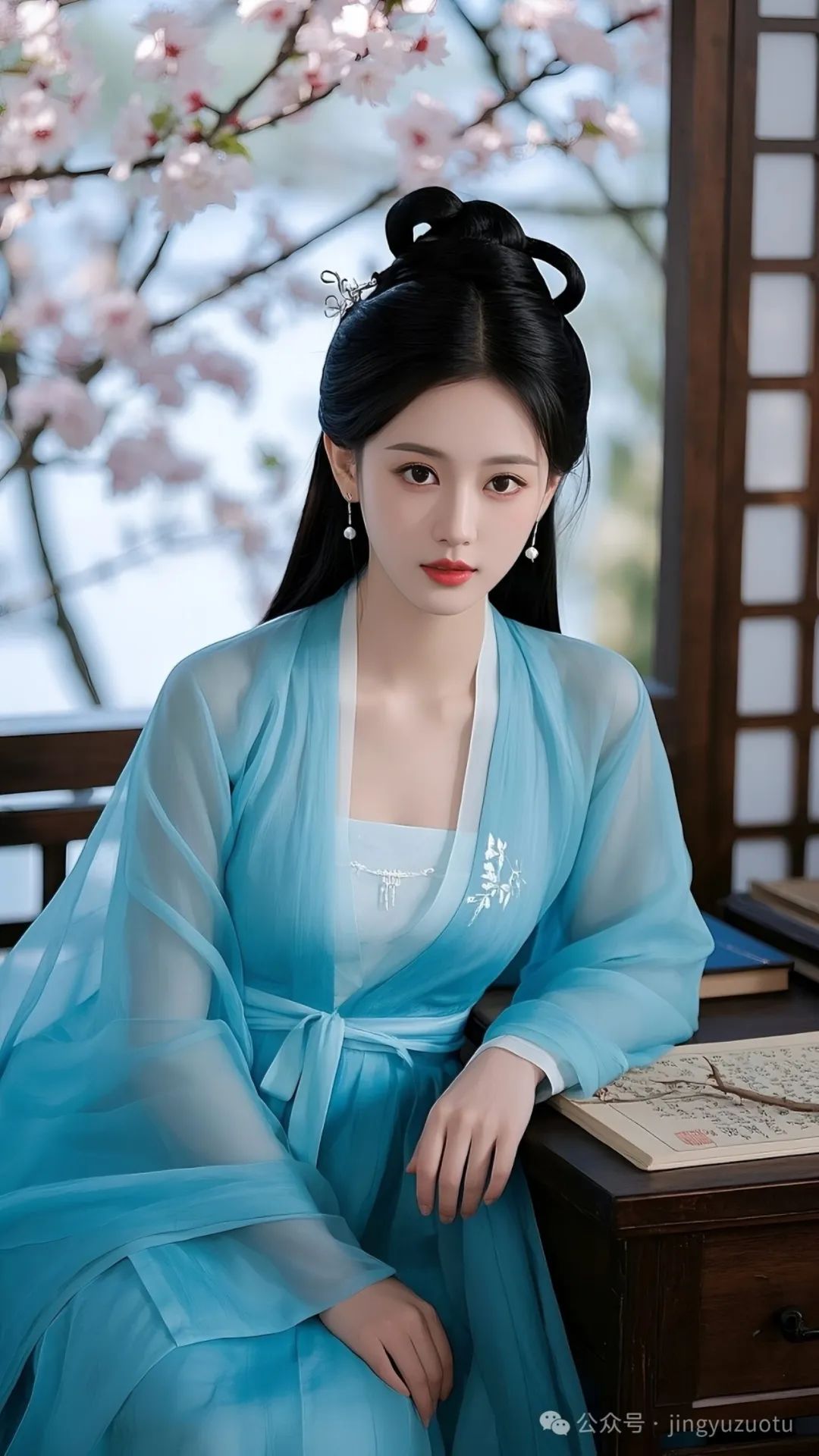 手机高清壁纸丨古风美女，闲敲棋子落灯花 - 炫图天下