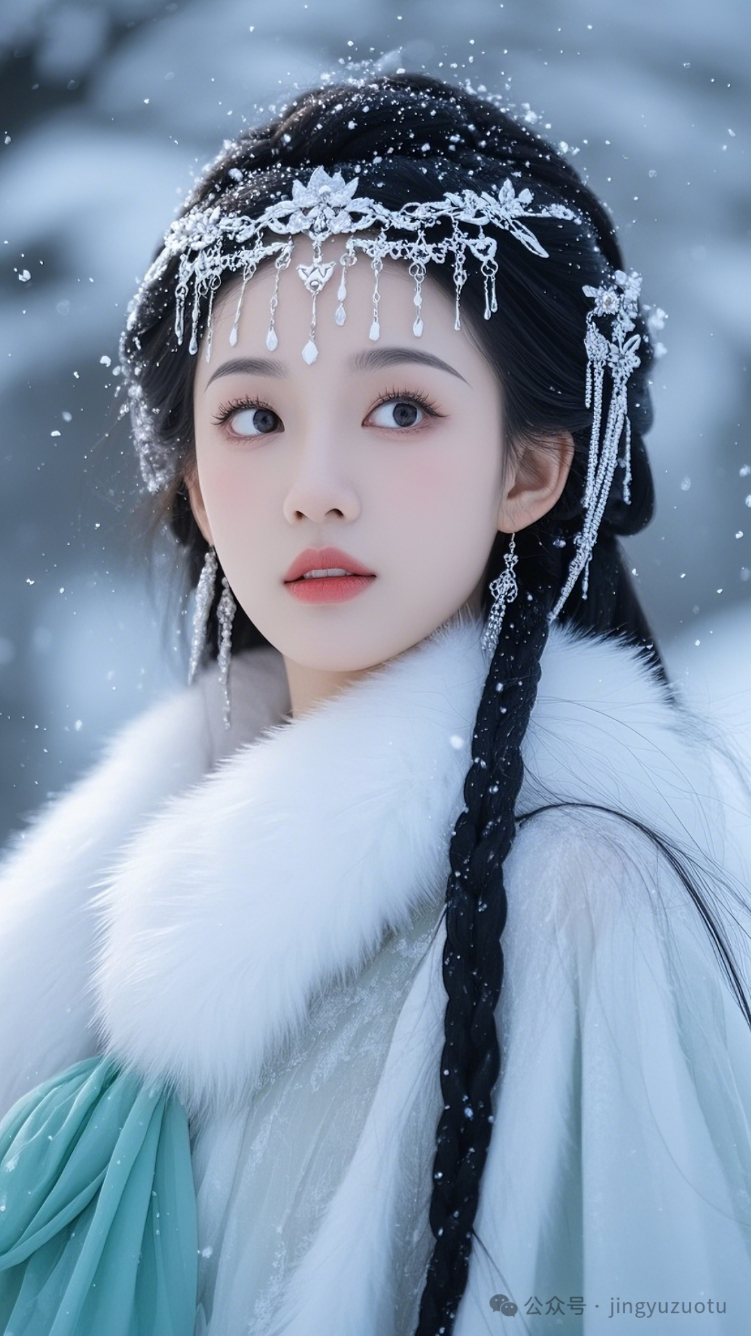 手机高清壁纸丨古风美女，你在南方的艳阳里大雪纷飞 - 炫图天下