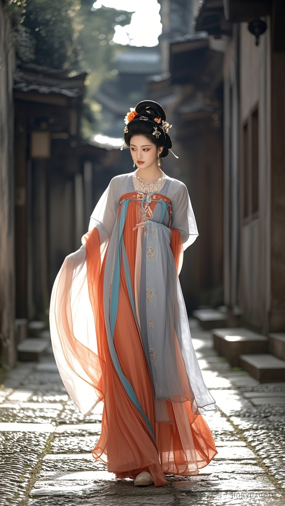 手机高清壁纸丨古风美女，莲步轻移，霓裳羽衣 - 炫图天下