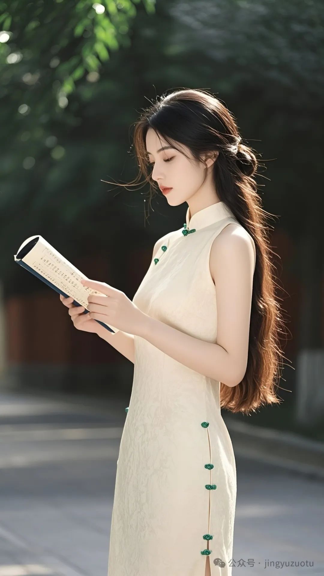 手机高清壁纸丨古风美女，一卷诗书，学生时代 - 炫图天下