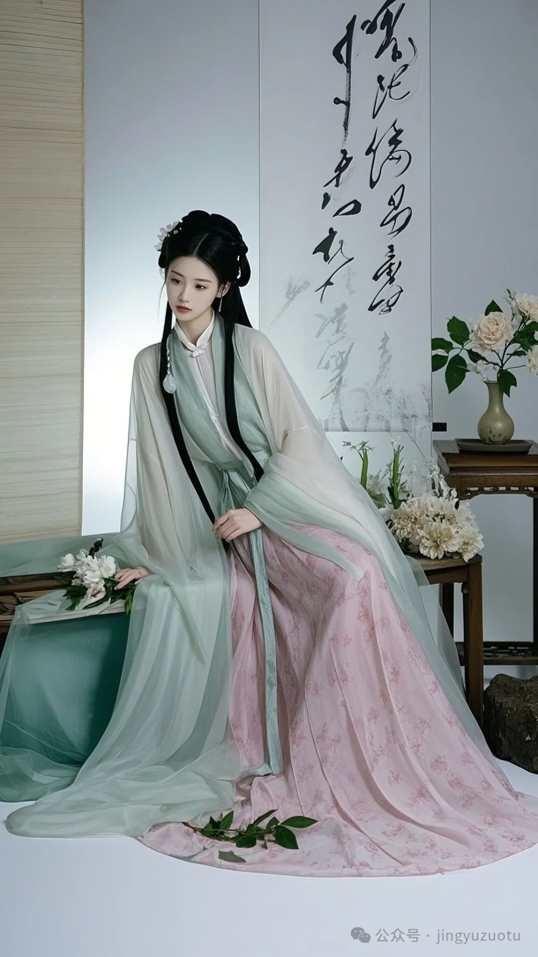 手机高清壁纸丨古装美女，挥毫泼墨，雅趣共享 - 炫图天下