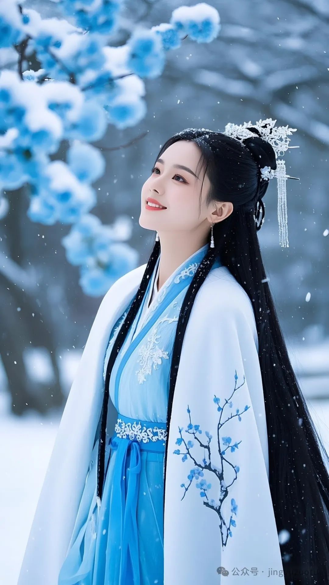 ‌手机高清壁纸丨古典美女，蓝色妖姬物语，素颜白雪，气质幽兰 - 炫图天下