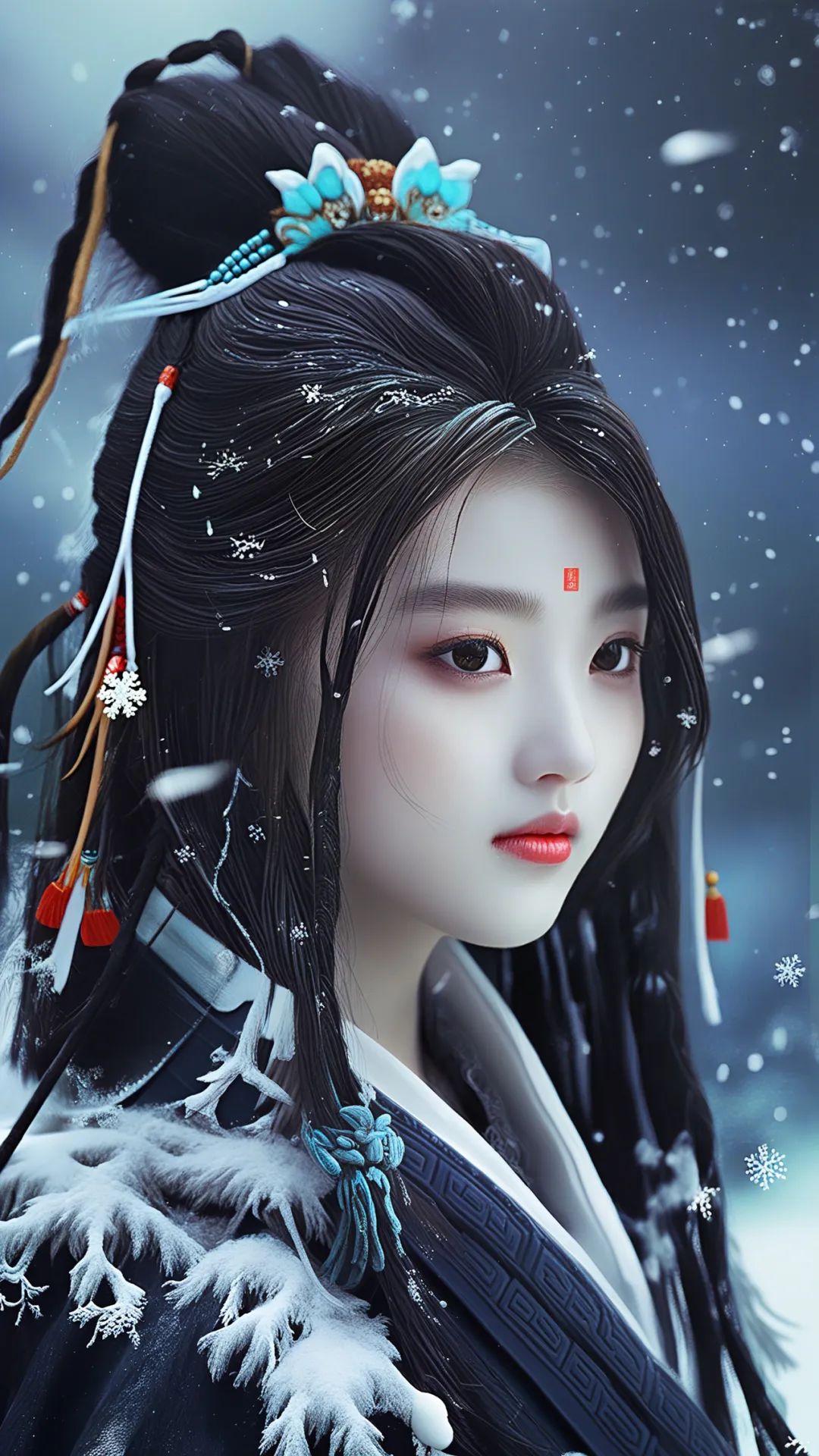 手机高清壁纸丨雪中美女，异域风情 - 炫图天下
