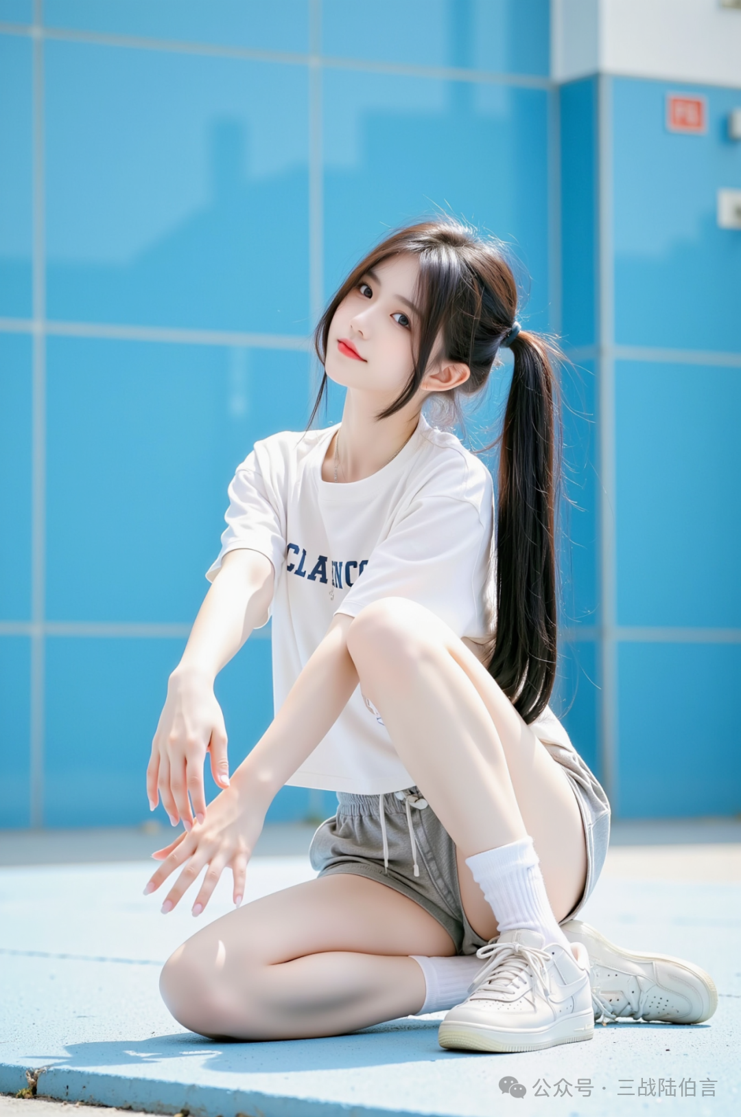 美女蓝色梦境：探索清纯之美与时尚简约的完美融合 - 炫图天下