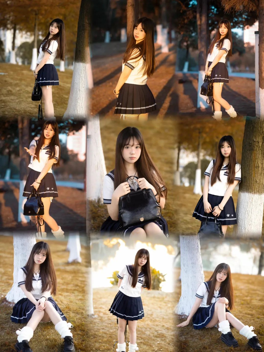 清纯女大学生JK制服9个拍照姿势，青春活力偷偷藏不住 - 炫图天下